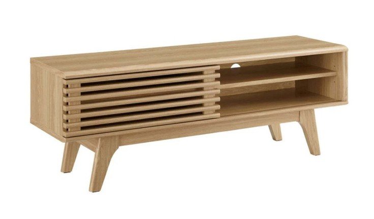 Lüks Masif Ahşap Sürgü Kapaklı Raflı TV Ünitesi