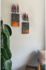 2'Lİ AHŞAP ÇİÇEKLİK YAPAY ÇİÇEK MUTFAK BANYO KIŞ BAHÇESİ BALKON EV HEDİYESİ ÇEYİZ BOHEM RUSTİK