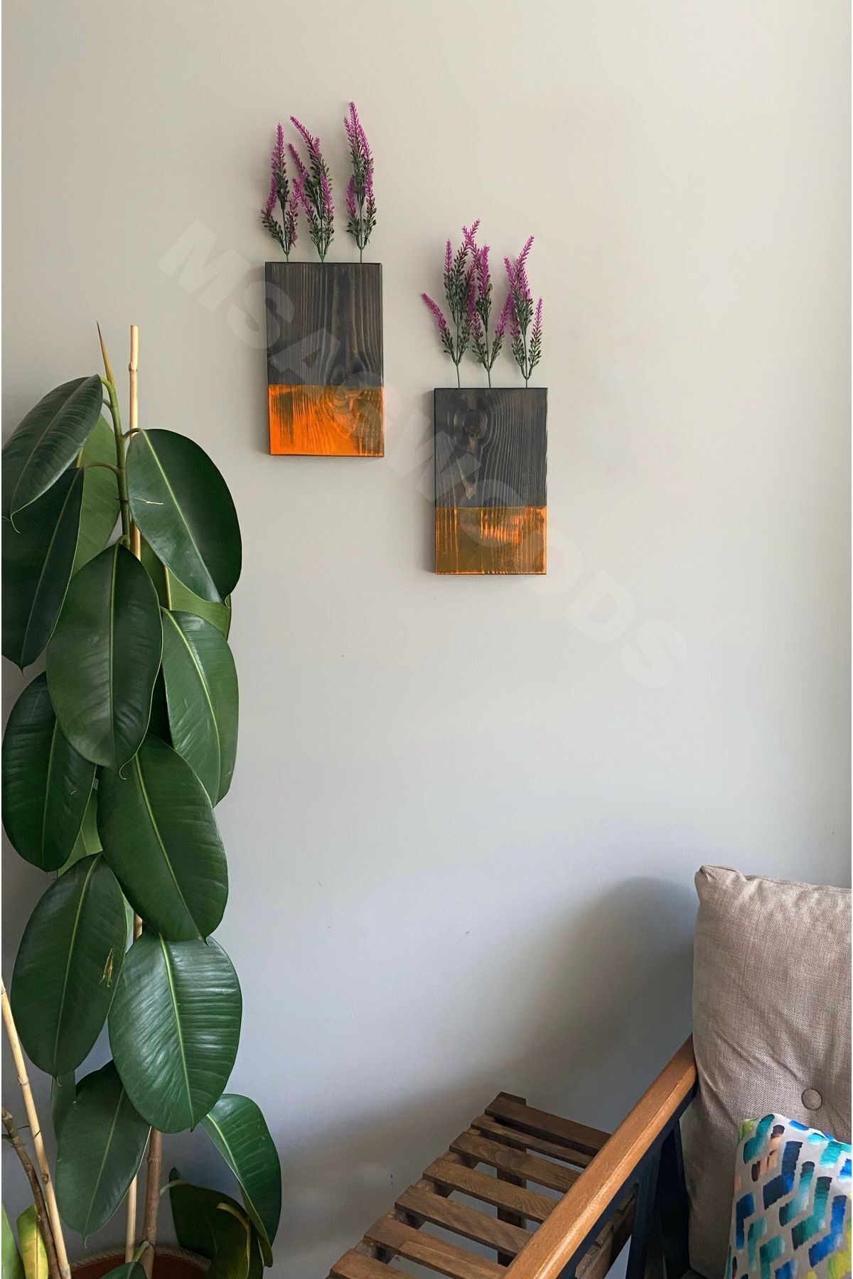 2'Lİ AHŞAP ÇİÇEKLİK YAPAY ÇİÇEK MUTFAK BANYO KIŞ BAHÇESİ BALKON EV HEDİYESİ ÇEYİZ BOHEM RUSTİK