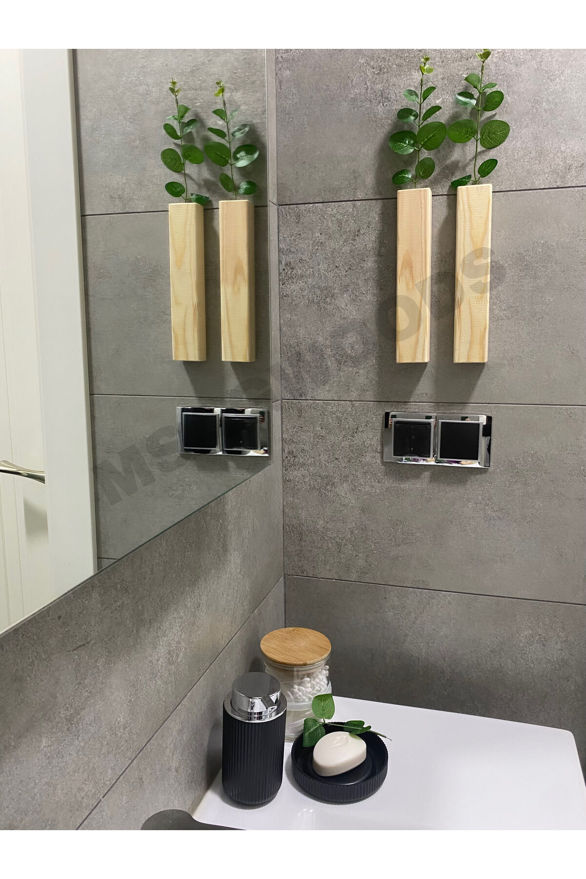 2'Lİ AHŞAP ÇİÇEKLİK BANYO MUTFAK KIŞ BAHÇESİ RUSTİK BOHEM BALKON YAPAY ÇİÇEK EV HEDİYESİ ÇEYİZ