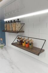 Ikili Duvar Tipi Ahşap Raf Düzenleyici Organizer Ev Hediyesi Ofis Balkon Mutfak Banyo