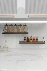 Ikili Duvar Tipi Ahşap Raf Düzenleyici Organizer Ev Hediyesi Ofis Balkon Mutfak Banyo