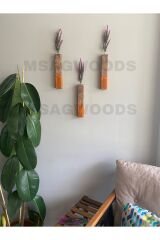 3'LÜ AHŞAP ÇİÇEKLİK MUTFAK BANYO KIŞ BAHÇESİ BOHEM RUSTİK YAPAY ÇİÇEK BALKON EV HEDİYESİ ÇEYİZ