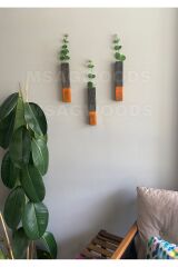 3'LÜ AHŞAP ÇİÇEKLİK BANYO MUTFAK KIŞ BAHÇESİ RUSTİK BOHEM YAPAY ÇİÇEK BALKON EV HEDİYESİ ÇEYİZ