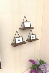 AHŞAP METAL 3'LÜ RAF DUVAR DEKOR MUTFAK BAHARATLIK ORGANZER BANYO LAVABO