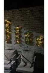 Çam Ağacı Peri Ledli Ahşap Saksı Sarmaşıklı Standı Çiçeklik Kış Bahçesi Balkon Dekor Yapay Çiçek