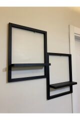 2' Li Lüx Dekoratif Siyah Ahşap Çerçeveli Raf Çiçeklik Duvar Süsü Ev Antre Hol Balkon Süsü