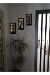 Siyah 3 Lü Set Pillerhariç Peri Ledli Ahşap Işıklı Tablo Ev Hediyesi Hol Antre Gece Lamba Duvar Süsü