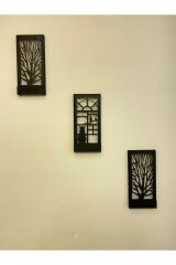 Siyah 3 Lü Set Pillerhariç Peri Ledli Ahşap Işıklı Tablo Ev Hediyesi Hol Antre Gece Lamba Duvar Süsü