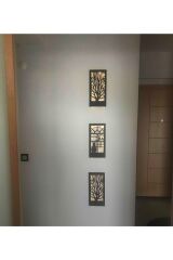 Siyah 3 Lü Set Pillerhariç Peri Ledli Ahşap Işıklı Tablo Ev Hediyesi Hol Antre Gece Lamba Duvar Süsü