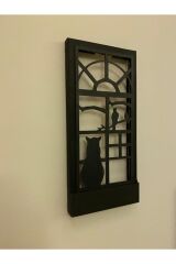 Siyah Kedi Pillerhariç Peri Ledli Ahşap Işıklı Tablo Ev Hediyesi Hol Antre Gece Lambası Duvar Süsü