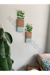 2'Lİ AHŞAP ÇİÇEKLİK MUTFAK BANYO YAPAY ÇİÇEK BALKON KIŞ BAHÇESİ EV HEDİYESİ ÇEYİZ BOHEM RUSTİK