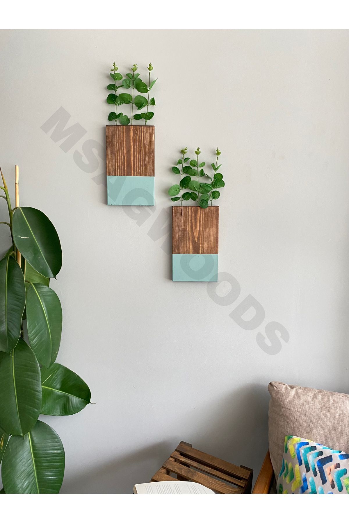 2'Lİ AHŞAP ÇİÇEKLİK MUTFAK BANYO YAPAY ÇİÇEK BALKON KIŞ BAHÇESİ EV HEDİYESİ ÇEYİZ BOHEM RUSTİK