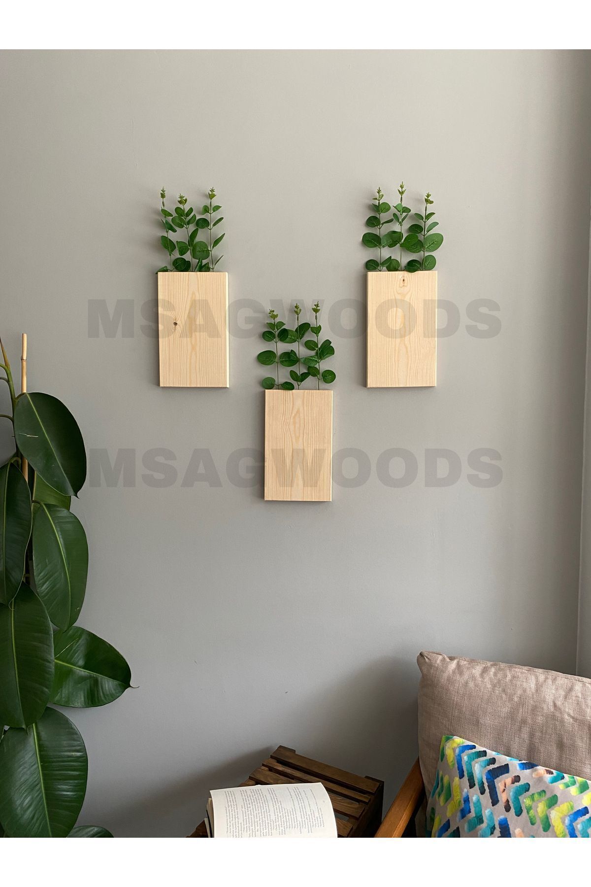 3'LÜ AHŞAP ÇİÇEKLİK MUTFAK BANYO KIŞ BAHÇESİ YAPAY ÇİÇEK BALKON EV HEDİYESİ ÇEYİZ BOHEM RUSTİK