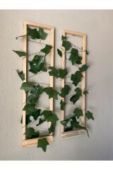 2'li Ahşap Peri Ledli Sarmaşıklı Duvar Çıtası Kış Bahçesi Balkon Duvar Dekor Bohem Retro Çeyiz