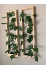 2'li Ahşap Peri Ledli Sarmaşıklı Duvar Çıtası Kış Bahçesi Balkon Duvar Dekor Bohem Retro Çeyiz