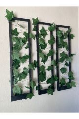 3'lü Ahşap Peri Ledli Sarmaşıklı Duvar Çıtası Kış Bahçesi Balkon Duvar Dekor Bohem Retro Çeyiz