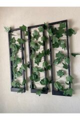 3'lü Ahşap Peri Ledli Sarmaşıklı Duvar Çıtası Kış Bahçesi Balkon Duvar Dekor Bohem Retro Çeyiz