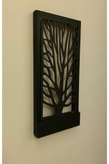 Siyah Pillerdahil Peri Ledli Ahşap Işıklı Tablo Ev Hediyesi Hol Antre Gece Lambası Duvar Süsü On-off