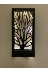 Siyah Pillerdahil Peri Ledli Ahşap Işıklı Tablo Ev Hediyesi Hol Antre Gece Lambası Duvar Süsü On-off