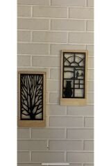 2 Li Set Peri Ledli Sarı-siyah Pillerhariç Ahşap Işıklı Duvar Süsü Gece Lambası Antre