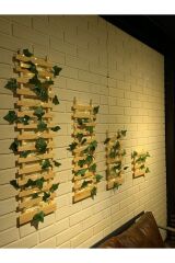 Peri Ledli Çamağacı Ahşap Saksı Sarmaşıklı Standı Çiçeklik Kış Bahçesi Balkon Dekor Yapay Çiçek