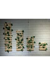 Peri Ledli Çamağacı Ahşap Saksı Sarmaşıklı Standı Çiçeklik Kış Bahçesi Balkon Dekor Yapay Çiçek