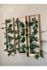3'lü Ahşap Peri Ledli Sarmaşıklı Duvar Çıtası Kış Bahçesi Balkon Duvar Dekor Bohem Retro Çeyiz