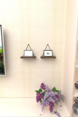 AHŞAP METAL 2'Lİ RAF DUVAR DEKOR MUTFAK BAHARATLIK ORGANZER BANYO LAVABO