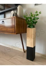 AHŞAP DEKORATİF VAZO YAPAY ÇİÇEK EV OFİS DEKOR EV HEDİYESİ BOHEM SAKSI