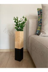 AHŞAP DEKORATİF VAZO YAPAY ÇİÇEK EV OFİS DEKOR EV HEDİYESİ BOHEM SAKSI