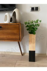 AHŞAP DEKORATİF VAZO YAPAY ÇİÇEK EV OFİS DEKOR EV HEDİYESİ BOHEM SAKSI