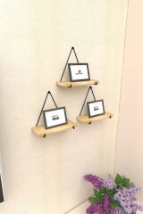 3 Lü Gerçek Masif Ahşap Dekoratif Raf Balkon Tanzim Çiçeklik