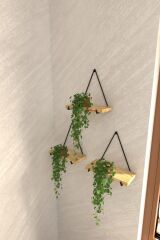 3 Lü Gerçek Masif Ahşap Dekoratif Raf Balkon Tanzim Çiçeklik