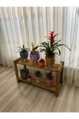 Lüx Ahşap Saksılık Çok Amaçlı Sehpa 2 Katlı Çiçeklik Saksı Düzenleyici