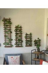 Ledli Çamağacı Ahşap Saksı Sarmaşıklı Standı Çiçeklik Kış Bahçesi Balkon Dekor Yapay Çiçek Pil Hariç