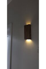 Ahşap Dekoratif Ledli Aplik Duvar Balkon Antre Aksesuarı Otel Cafe Villa Bohem Rustik Dekor Pilhariç