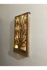 Pilli Peri Led Ağaç Desenli Ahşap Işıklı Gece Lambası Ev Hediyesi Duvar Dekor Hol Özel Tasarım