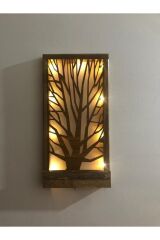 Pilli Peri Led Ağaç Desenli Ahşap Işıklı Gece Lambası Ev Hediyesi Duvar Dekor Hol Özel Tasarım