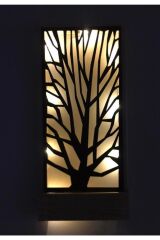 Ağaç Desenli Açkapa Peri Ledli Masifahşap Işıklı Tablo