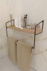 Aa Masif Ahşap Metal El Havlusu Organizeri-havlu Askısı-düzenleyicisi-duvar Rafı Dekoratif Havluluk