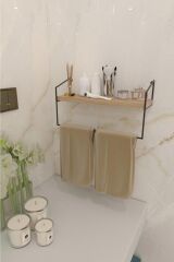 Aa Masif Ahşap Metal El Havlusu Organizeri-havlu Askısı-düzenleyicisi-duvar Rafı Dekoratif Havluluk