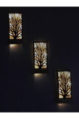 3lüset Piller Hariç Açkapa Peri Ledli Masifahşap Tablo Ev Hediye Hol Antre Gecelamba 36x18 Duvar