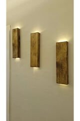 3lü Ahşap Dekoratif Peri Ledli Aplik Balkon Antre Aksesuarı Otel Cafe Villa Bohem Rustik Dekor 35cm