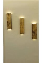 3lü Ahşap Dekoratif Peri Ledli Aplik Balkon Antre Aksesuarı Otel Cafe Villa Bohem Rustik Dekor 35cm