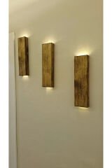 3lü Ahşap Dekoratif Peri Ledli Aplik Balkon Antre Aksesuarı Otel Cafe Villa Bohem Rustik Dekor 35cm