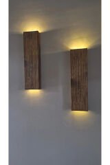 2li Ahşap Dekoratif Peri Ledli Aplik Balkon Antre Aksesuarı Otel Cafe Villa Bohem Rustik Dekor 35cm