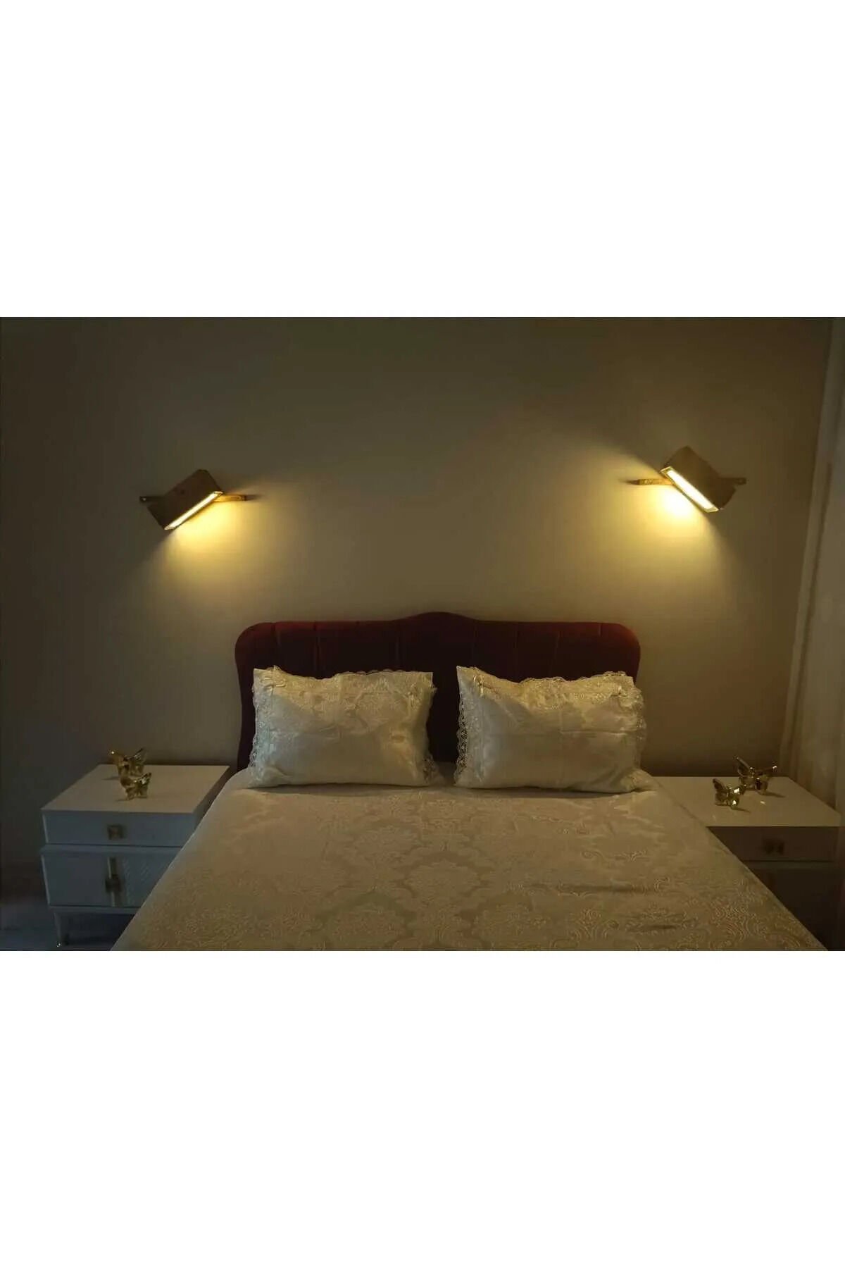 2 Li Dekoratif Peri Ledli Ahşap Aplik Dekoratif Aydınlatma Duvar Dekoru Yatak Odası Aplik