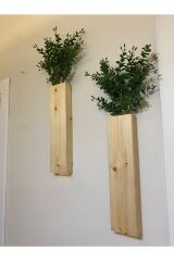 2li Peri Ledli Ahşap Çiçeklik Dekoratif Aydınlatma Yapay Çiçek Balkon Dekoru Otel Rustik 40cm