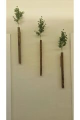 3'Lü Dekoratif Ahşap Çiçeklik Duvar Dekoru Rustik Çiçeklik Yapay Çiçek Ev Antre Balkon Saksılık 50cm